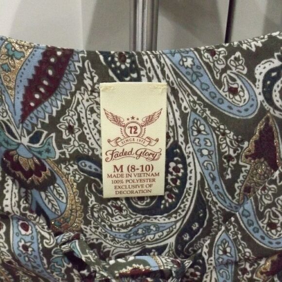 Faded Glory Olive Green Gold Burgandy Long Sleeve - Picture 7 of 7